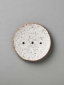 Round Ceramic Soap Dish - White with Black Speckle