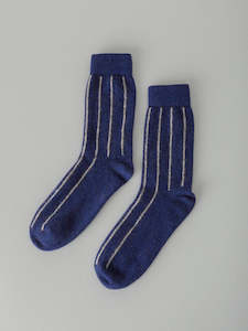 Gifts: Possum Merino Socks – Blue & Natural Stripe