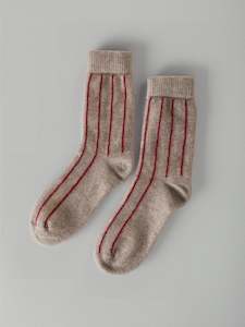 Gifts: Possum Merino Socks – Natural & Poppy Stripe