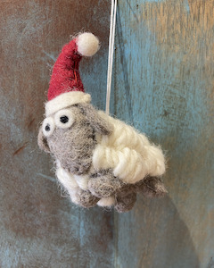 holiday ornament: Pashom Sheep with Hat Decoration - gray sheep