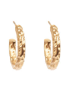Frontpage: A&C Oslo Raw Steel Slim Hoop Earrings- gold