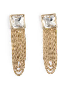 Accessories: A&C Oslo Long Statement Earrings- gold