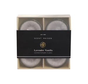 French Country Collections Maison Glass Tealights  - Lavender Vanilla Set of 4