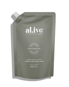 Al.ive 1 ltr wash refill - kaffir lime & green tea