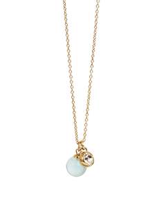 A&C Oslo Pure Steel Aquamarine Glass Ball Necklace-gold