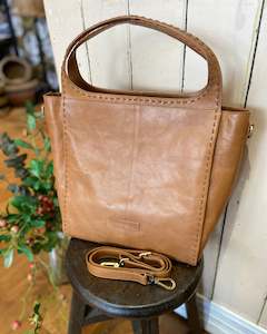 Cosgrove Beasley: Cosgrove & Co Candice Tobacco Genuine Leather Bag