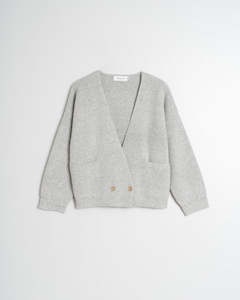 Knitwear: Indi&Cold Cross Knit Jacket- light gray