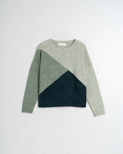 Ind & Cold?Wool Sweater with Color Intarsia