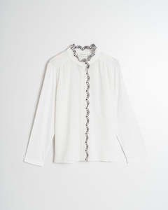 Tops 1: Indi&Cold Combined Shirt with Contrast Details- white