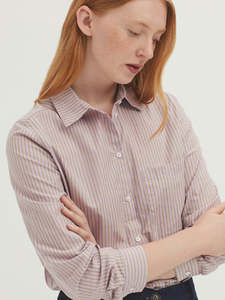 Fashion: Striped Poplin Shirt - Lavender