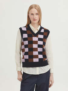 Checked Lambswool Vest