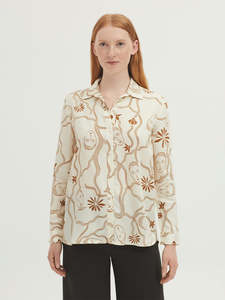 Fashion: Muses Garden Satin Shirt - Ecru