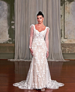 Products: Lacey EY507 Fit n Flare Lace Detachable Sleeve - Madison Rose Bridal