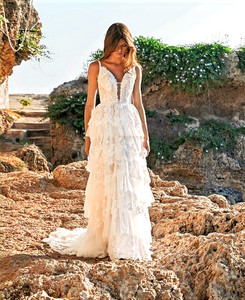 Products: Sale Mariah ML11740 Madi Lane Lace boho ruffles spanish vibe wedding dress - Madison Rose Bridal