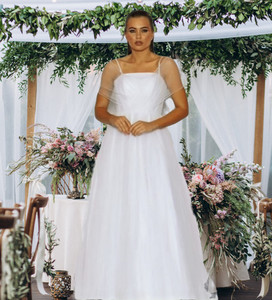 Products: Sale Mallory Jadore Wedding Dress - A-Line Silhouette with Sheer Tulle - Madison Rose Bridal