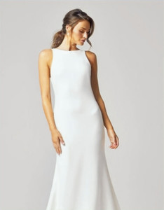 Products: Sale TC328 Tania Olsen Design Simple fitted high neck low back wedding dress - Madison Rose Bridal NZ
