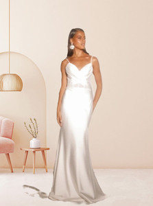 Products: Sale Now - Kennedy EY395 satin fitted simple wedding dress with pleat detail Madison Rose Bridal