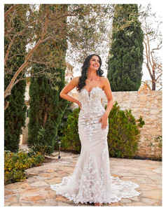 Romantic Lace Fitted Strapless Wedding Dress - Kirsten SR2423 by Madi Lane