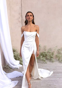 Sale Tate EY415 modern satin fitted and strapless wedding dr Madison Rose Bridal