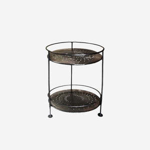 Coffee Side Tables: Iron 2 Tiered Round Table