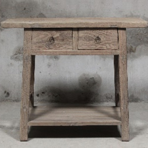Henan Elm Two Drawer Table