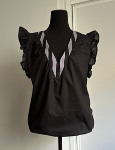 ON NEW GROUND REVERSIBLE NECKLINE BLOUSE Black Organic Cotton (Ready to Wear Size 10)