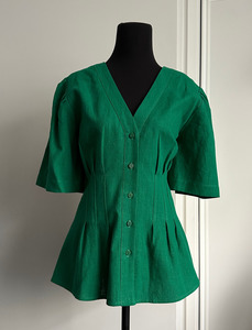 ON MY WAY BLOUSE Emerald Green (Ready to Wear Size 10)