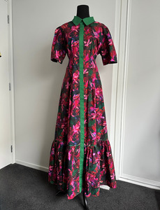 Ready To Wear: TAKE ME ON MAXI SHIRT DRESS Pink and Red Floral (Ready to Wear Size 12)