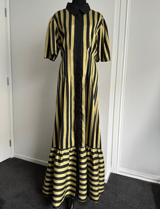 Ready To Wear: TAKE ME ON MAXI SHIRT DRESS Chartreuse Stripe (Ready to Wear Size 14)