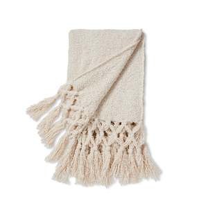 Ava Boucle Tassel Throw - Cream