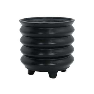 Planters Artificial Plants: Bonnie Black Ribbed Planter