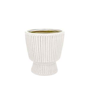 Planters Artificial Plants: Taylor Ribbed White Planter Small