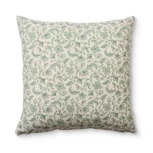 Floriana Seafoam Block Print Cushion 50cm