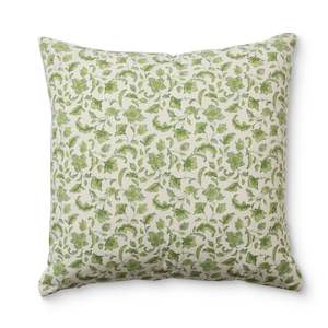Block Print Cushions: Floriana Green Block Print Cushion 50cm