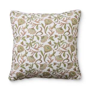 Block Print Cushions: Summer Garden Pink/Green Block Print 50cm
