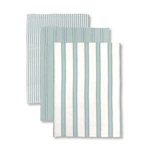 Table Linen: Woven Blue Teatowel Pack 3