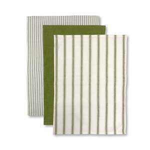 Woven Green Teatowel Pack 3