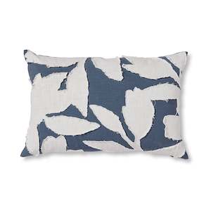 Cushions: Noah Applique Washed Blue/Off-White Cushion