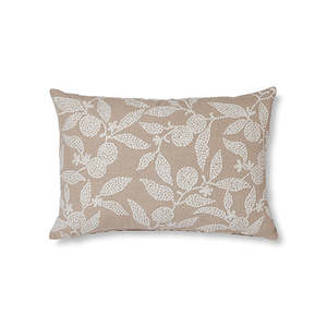 Olena Neutral Embroidered Linen Cushion