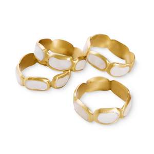 Table Linen: Stella Mother Of Pearl Napkin Ring Set 4