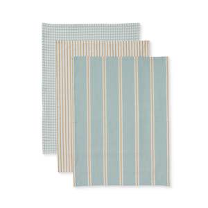 Table Linen: Woven Blue/Toffee Teatowel Pack 3