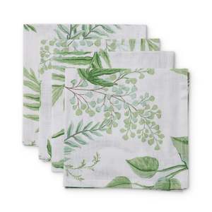 Table Linen: Fern Green/Blue Napkin Set 4