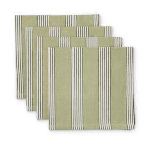 Table Linen: Catania Green Stripe Napkin Set 4