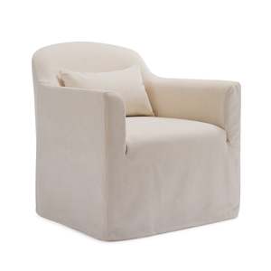 Furniture: Beau Swivel Chair Cream Slip Cover