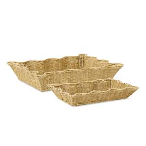Home Decor: Clovelly Rattan Wavy Tray Set Of 2