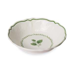 Cecile White/Green Melamine Bowl