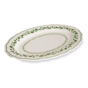 Melamine: Cecile White/Green Melamine Oval Platter