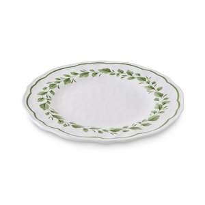 Melamine: Cecile White/Green Melamine Large Plate D28cm