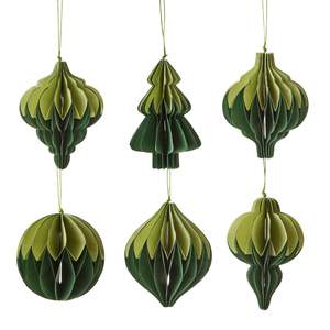 Christmas 2026: Natalia Paper Dark Green / Light Green Assorted Decoration Set