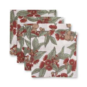 Table Linen: Natalie Red Napkin Set 4